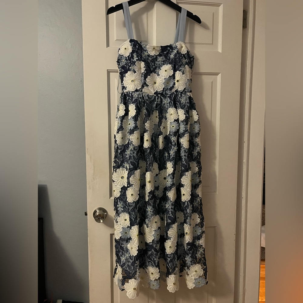 Floral Blue and White Lace Maxi